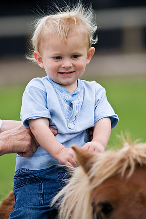 Grandson Charlie's first pony ride.